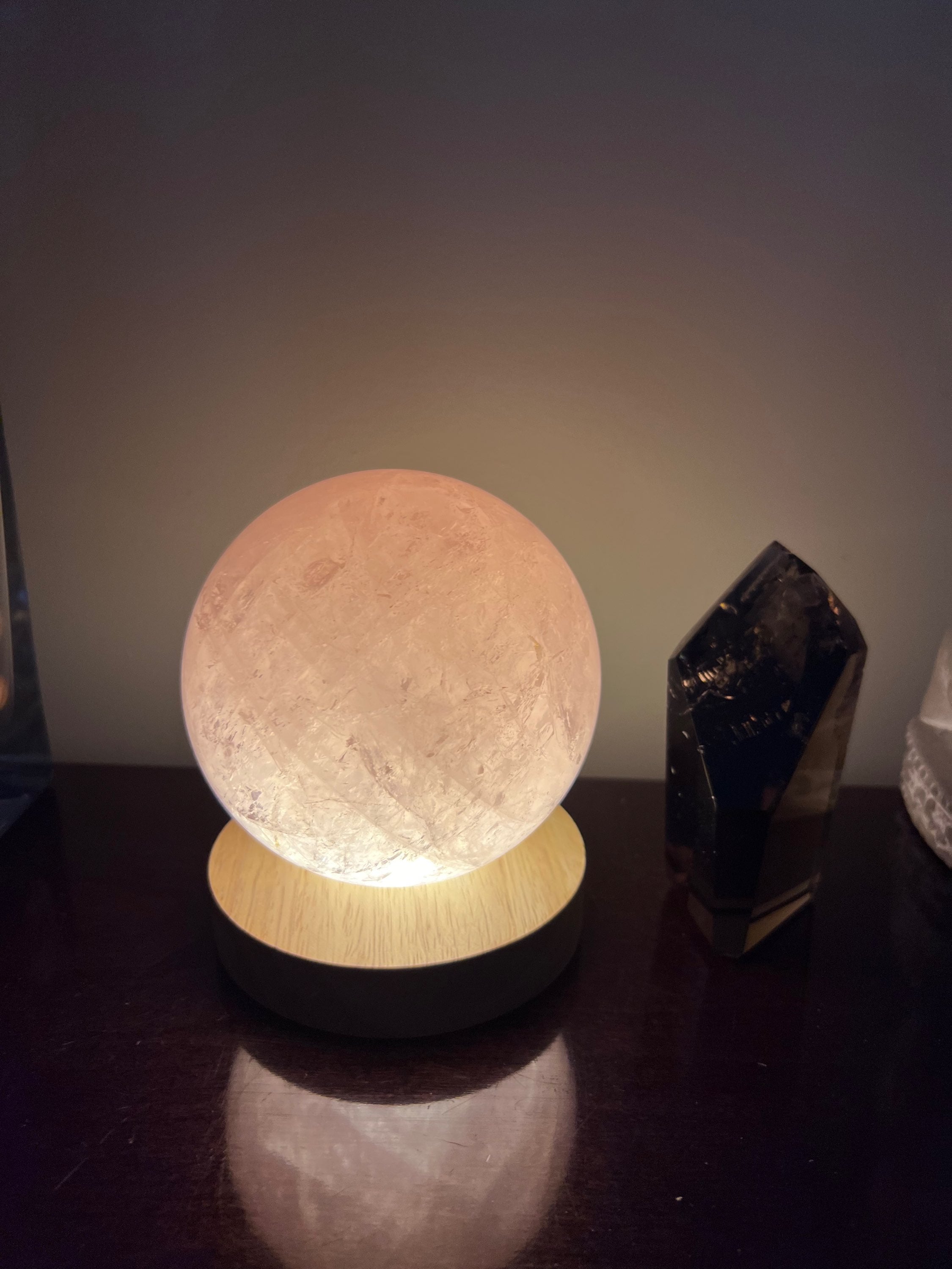 Rose Quartz Crystal Sphere Lamp image 0