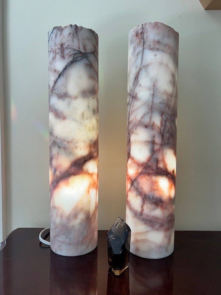 Cherry Blossom Calcite Cylinder Crystal Lamp image 1