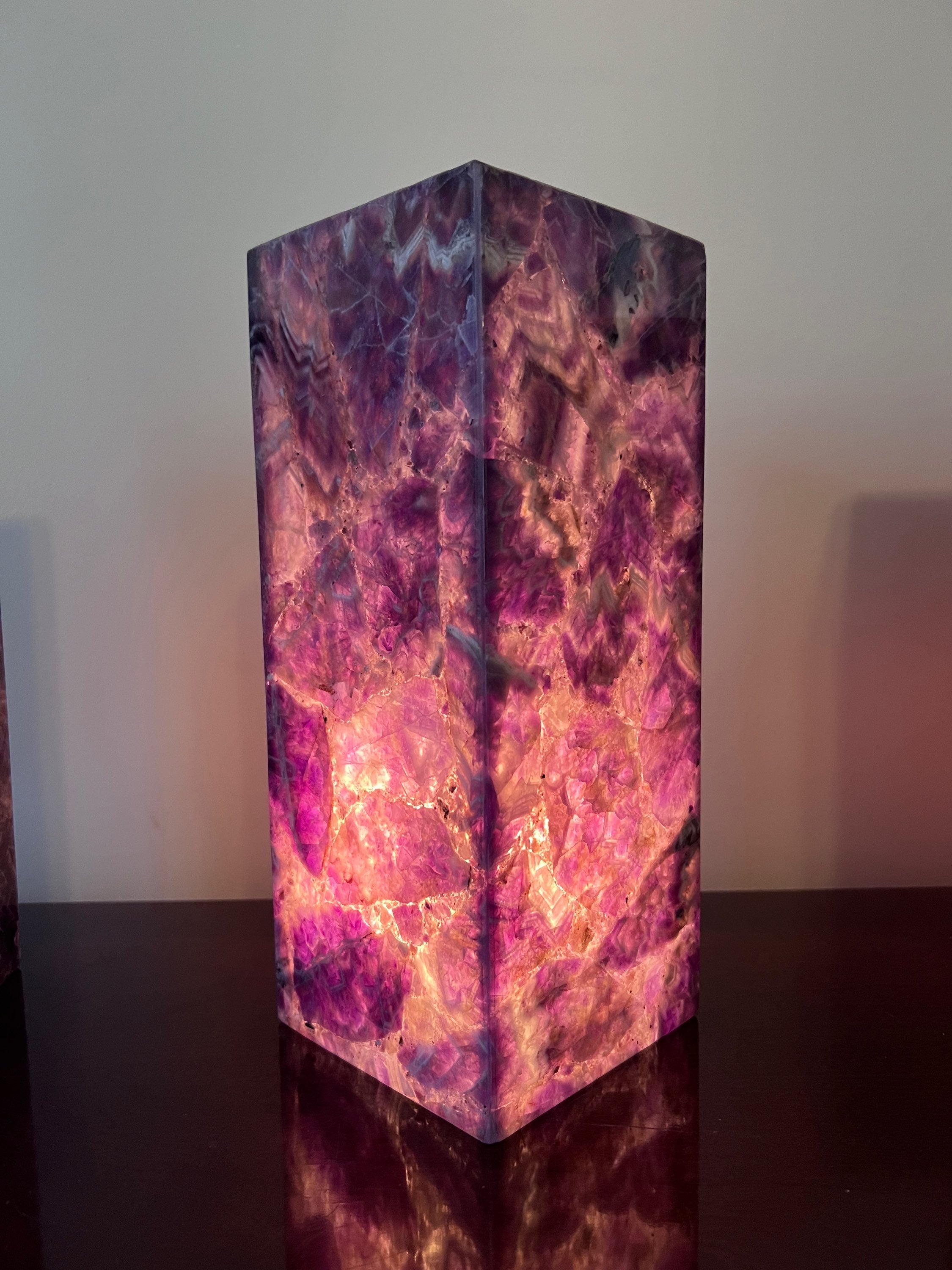 Chevron Amethyst Tall Pillar Crystal Lamp image 3