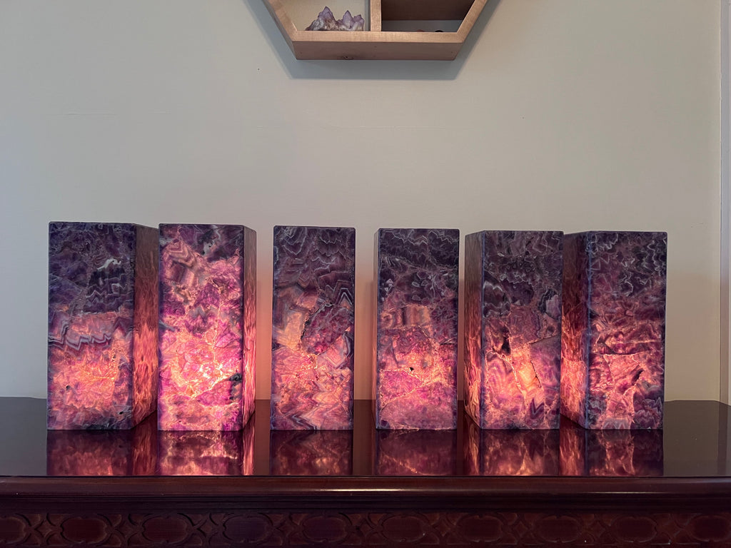 Chevron Amethyst Tall Pillar Crystal Lamp image 1