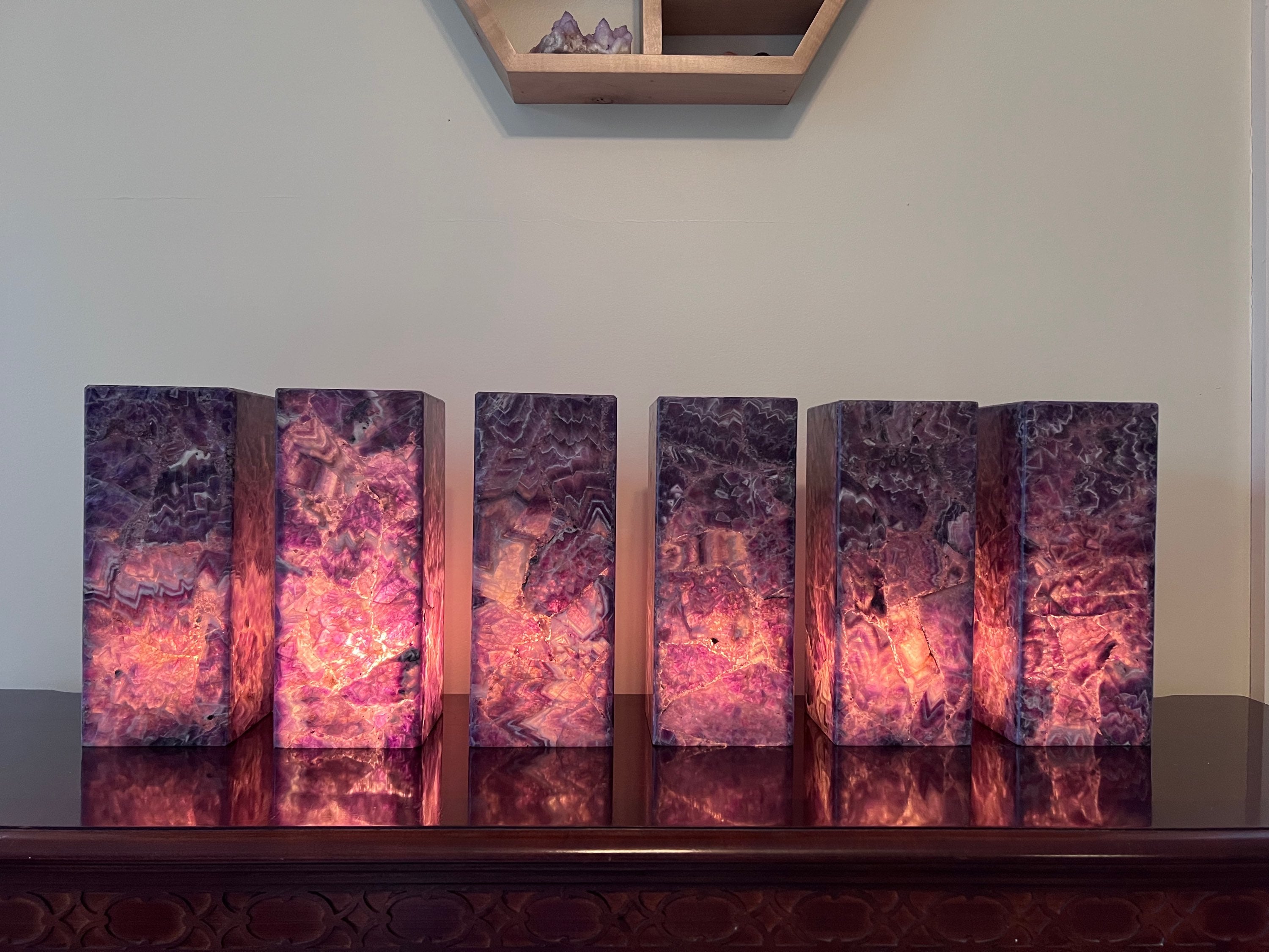 Chevron Amethyst Tall Pillar Crystal Lamp image 1