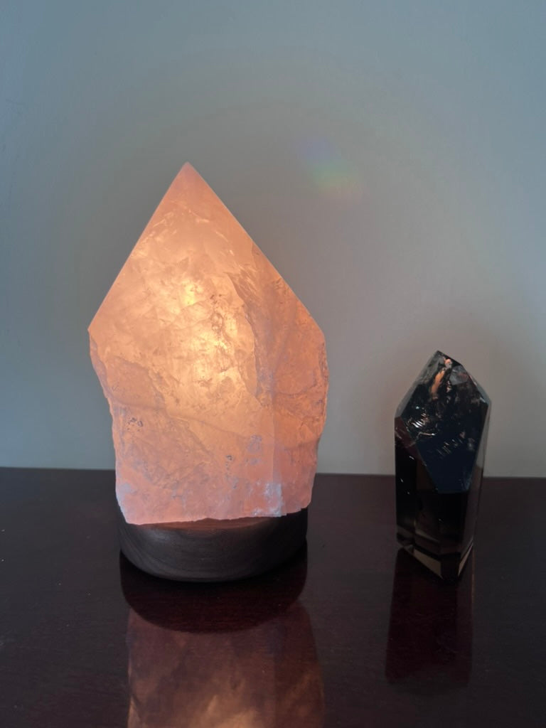 Rose Quartz Polished Point Crystal Lamp