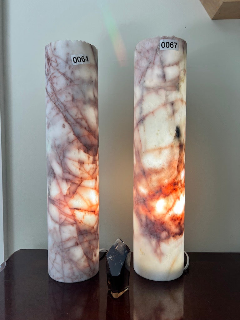 Cherry Blossom Calcite Cylinder Crystal Lamp image 0