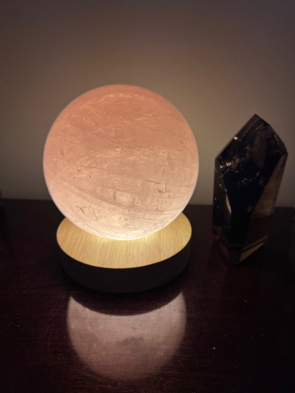 Rose Quartz Crystal Sphere Lamp image 3