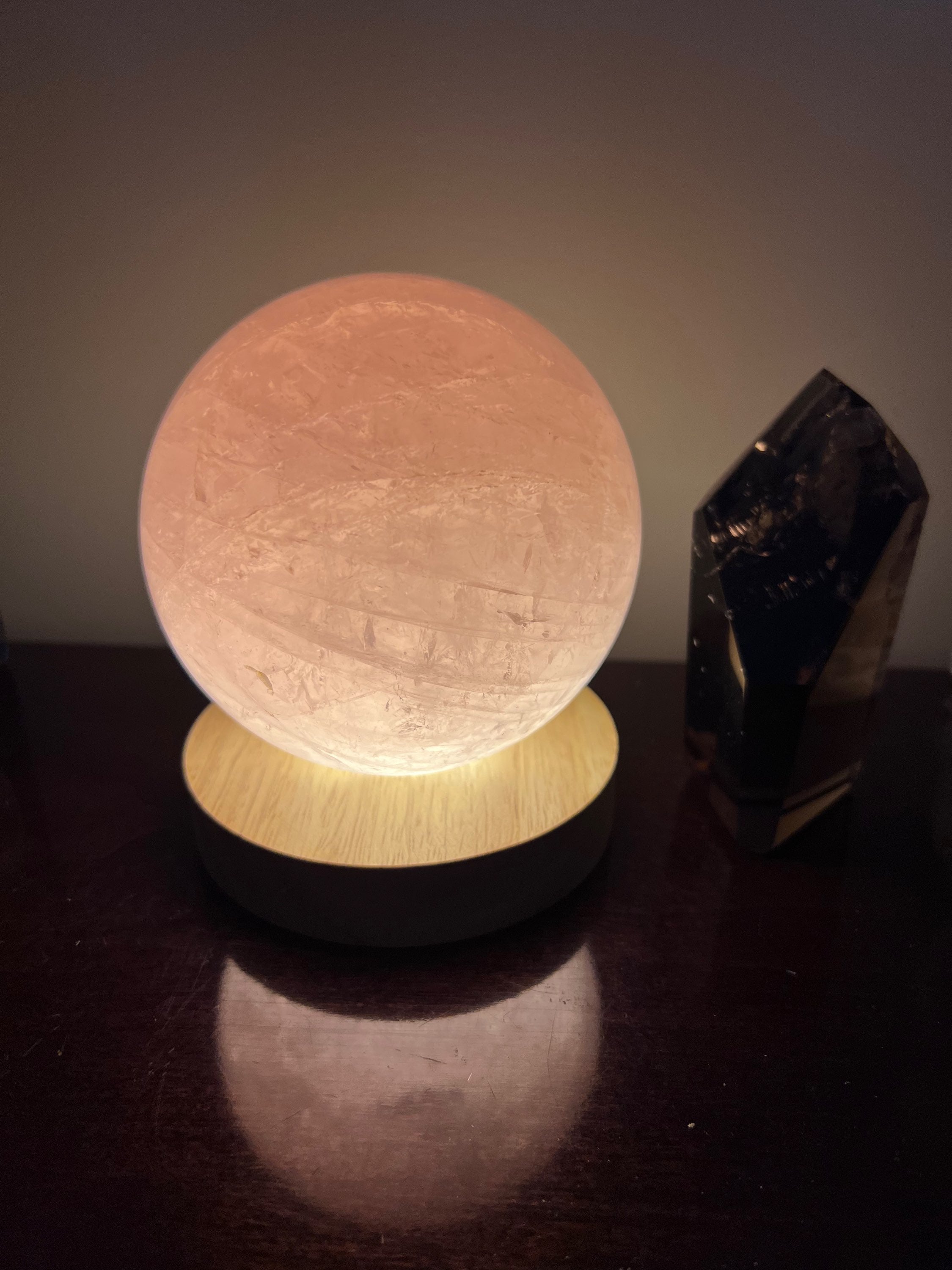 Rose Quartz Crystal Sphere Lamp image 3