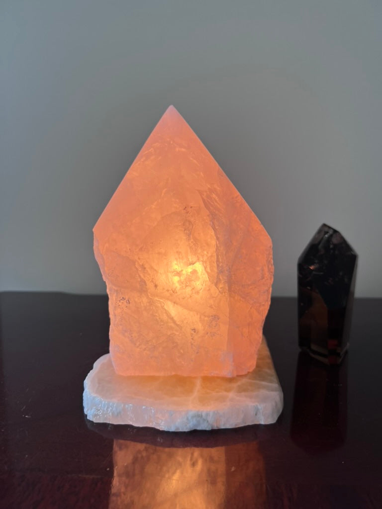 Rose Quartz Polished Point Crystal Lamp