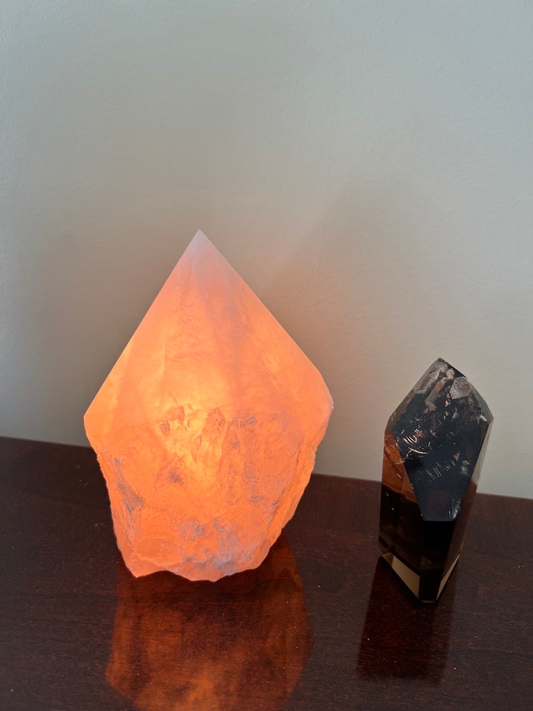 Rose Quartz Polished Point Crystal Lamp