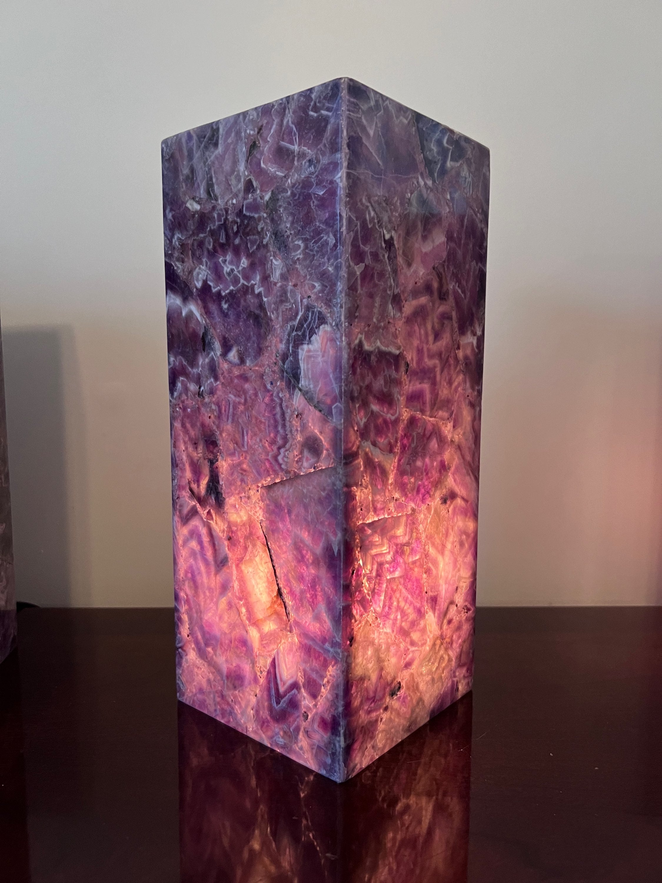 Chevron Amethyst Tall Pillar Crystal Lamp image 6