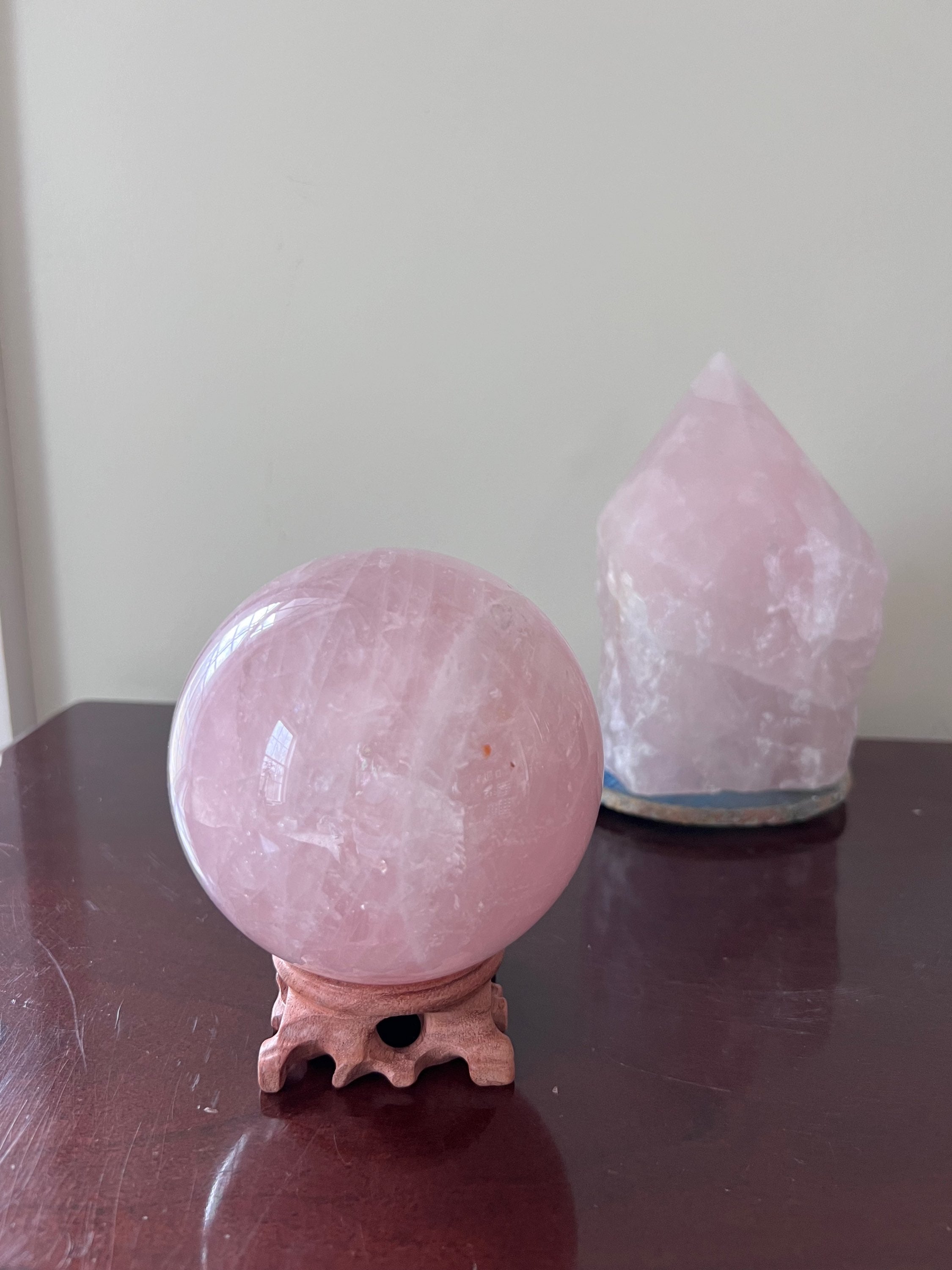 Rose Quartz Crystal Sphere Lamp image 10