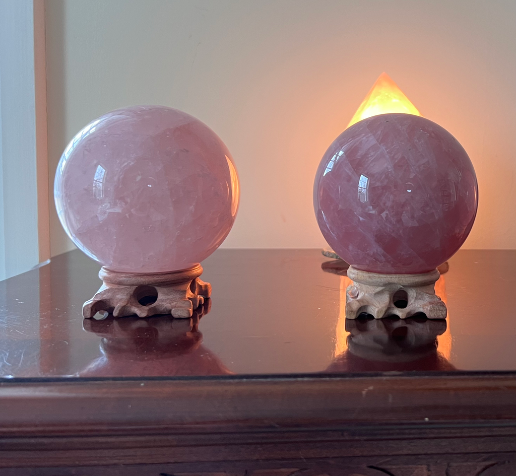 Rose Quartz Crystal Sphere Lamp image 11