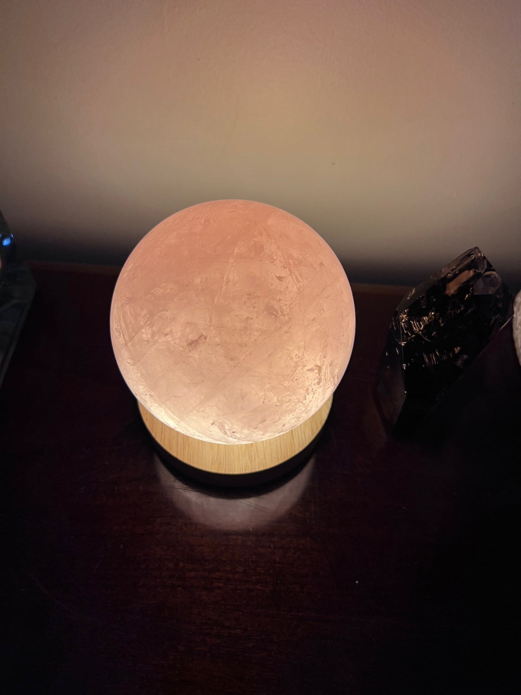 Rose Quartz Crystal Sphere Lamp image 1