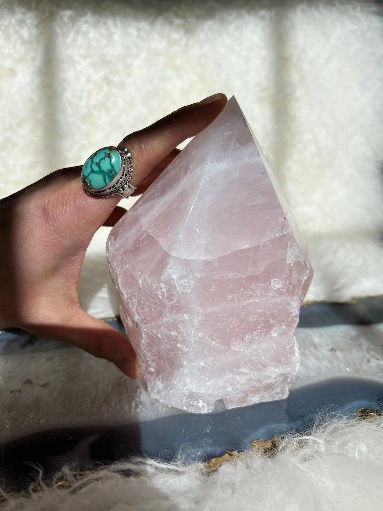 Rose Quartz Polished Point Crystal Lamp image 4