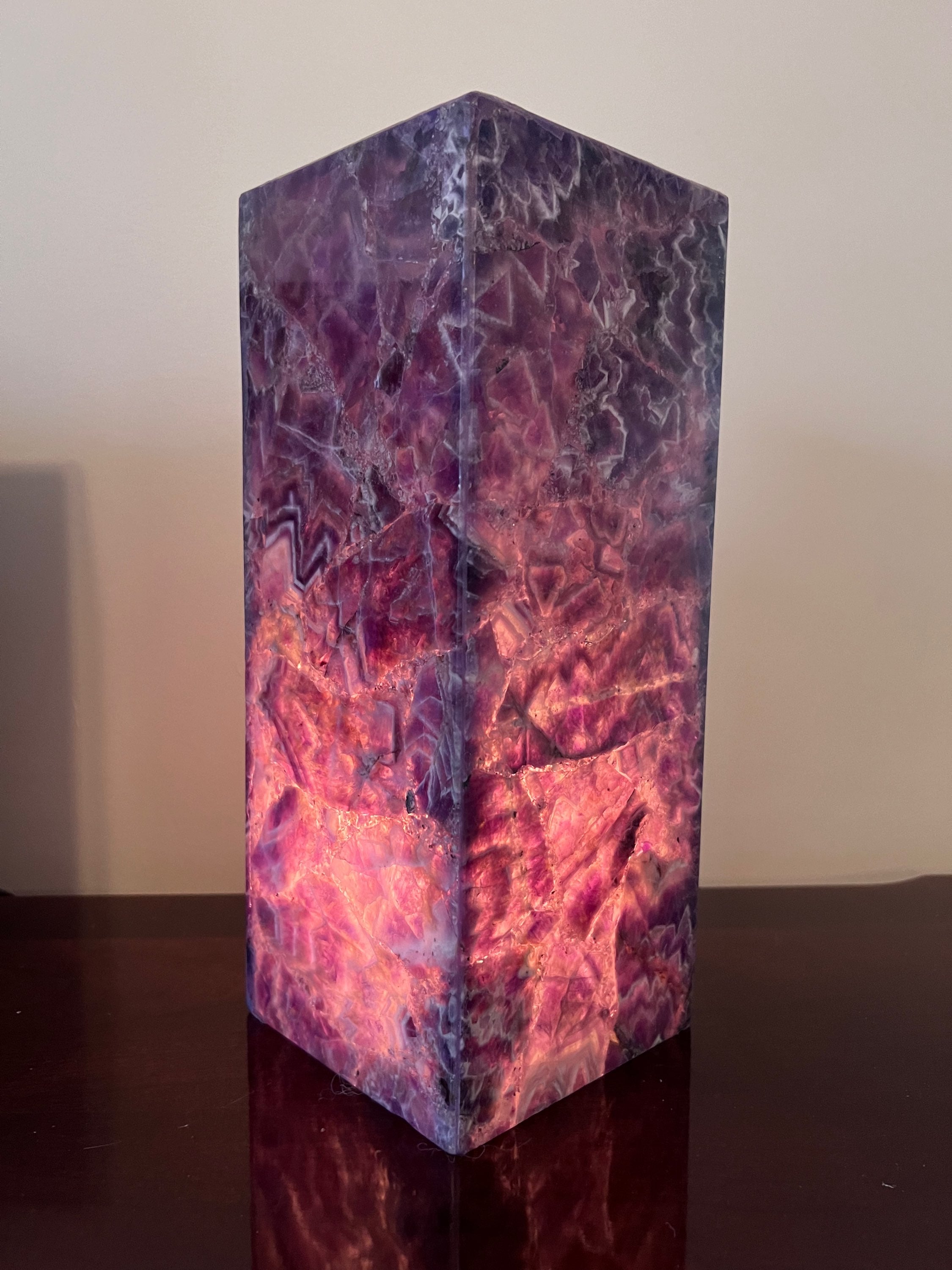 Chevron Amethyst Tall Pillar Crystal Lamp image 7
