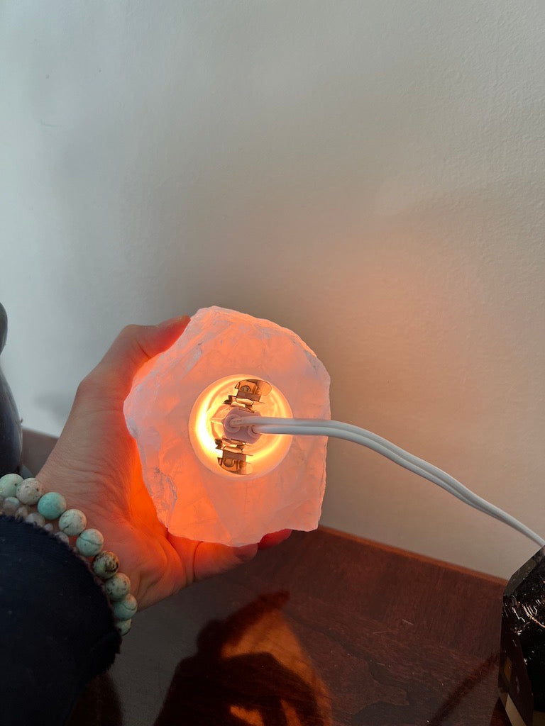 Rose Quartz Polished Point Crystal Lamp image 1